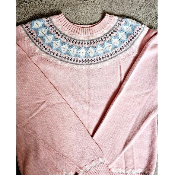 Pendleton Fair Isle Sweater 100% Cotton, Pink Blue, New Womens Sz S - Picture 3 of 8